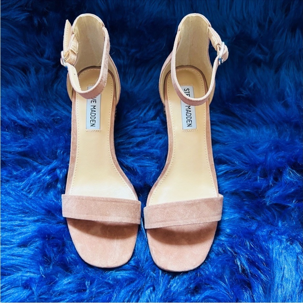 New! Rare STEVE MADDEN Regard Suede Block Animal Print Heel Strappy Sandals - Picture 6 of 12